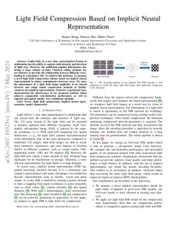 Light Field Compression Based on Implicit Neural Representation