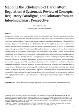 Mapping the Scholarship of Dark Pattern Regulation: A Systematic Review
  of Concepts, Regulatory Paradigms, and Solutions from an Interdisciplinary
  Perspective
