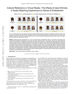 Cultural Reflections in Virtual Reality: The Effects of User Ethnicity
  in Avatar Matching Experiences on Sense of Embodiment