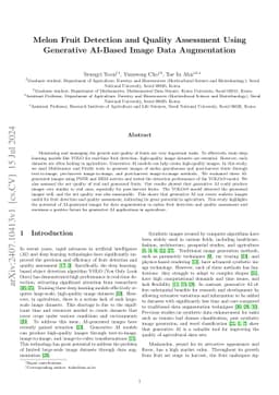 Melon Fruit Detection and Quality Assessment Using Generative AI-Based
  Image Data Augmentation
