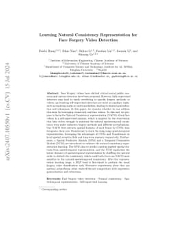 Learning Natural Consistency Representation for Face Forgery Video
  Detection