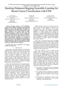 Stacking-Enhanced Bagging Ensemble Learning for Breast Cancer
  Classification with CNN