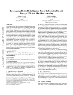 Leveraging Hybrid Intelligence Towards Sustainable and Energy-Efficient
  Machine Learning