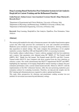 Deep-Learning-Based Markerless Pose Estimation Systems in Gait Analysis:
  DeepLabCut Custom Training and the Refinement Function
