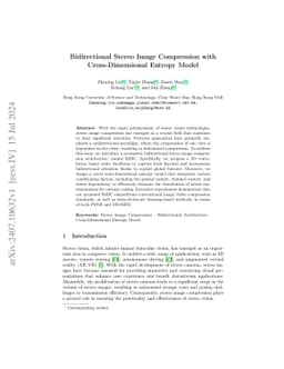 Bidirectional Stereo Image Compression with Cross-Dimensional Entropy
  Model