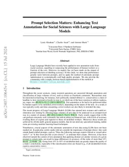 Prompt Selection Matters: Enhancing Text Annotations for Social Sciences with Large Language Models