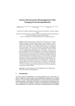 Features Reconstruction Disentanglement Cloth-Changing Person
  Re-Identification