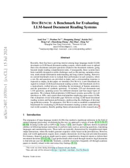 DOCBENCH: A Benchmark for Evaluating LLM-based Document Reading Systems