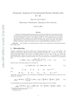 Geometric Analysis of Unconstrained Feature Models with $d=K$