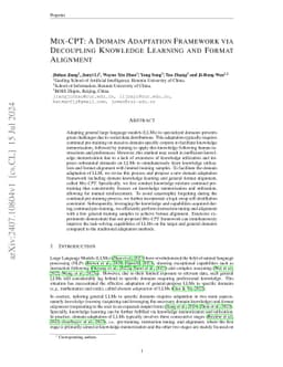 Mix-CPT: A Domain Adaptation Framework via Decoupling Knowledge Learning
  and Format Alignment