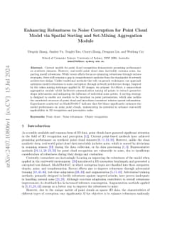 Enhancing Robustness to Noise Corruption for Point Cloud Model via
  Spatial Sorting and Set-Mixing Aggregation Module