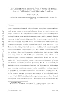 Data-Guided Physics-Informed Neural Networks for Solving Inverse
  Problems in Partial Differential Equations