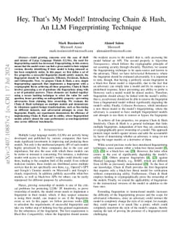 Hey, That's My Model! Introducing Chain & Hash, An LLM Fingerprinting
  Technique