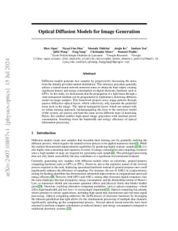 Optical Diffusion Models for Image Generation