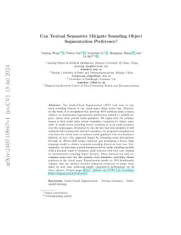 Can Textual Semantics Mitigate Sounding Object Segmentation Preference?