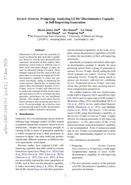 Direct-Inverse Prompting: Analyzing LLMs' Discriminative Capacity in
  Self-Improving Generation