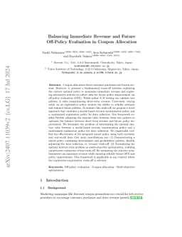 Balancing Immediate Revenue and Future Off-Policy Evaluation in Coupon
  Allocation