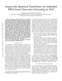 Integer-only Quantized Transformers for Embedded FPGA-based Time-series
  Forecasting in AIoT