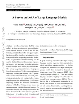 A Survey on LoRA of Large Language Models