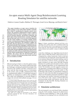 An open source Multi-Agent Deep Reinforcement Learning Routing Simulator
  for satellite networks