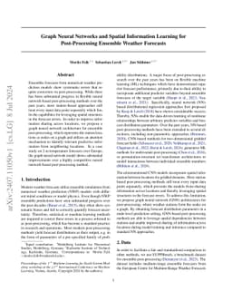 Graph Neural Networks and Spatial Information Learning for
  Post-Processing Ensemble Weather Forecasts