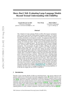 Show, Don't Tell: Evaluating Large Language Models Beyond Textual Understanding with ChildPlay