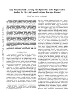 Deep reinforcement learning with symmetric data augmentation applied for
  aircraft lateral attitude tracking control