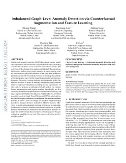 Imbalanced Graph-Level Anomaly Detection via Counterfactual Augmentation
  and Feature Learning