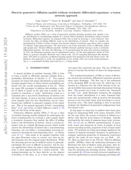 Discrete generative diffusion models without stochastic differential
  equations: a tensor network approach