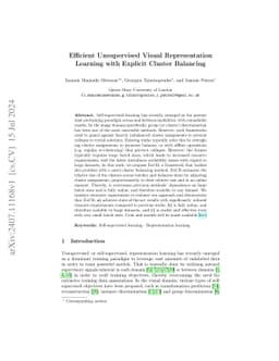 Efficient Unsupervised Visual Representation Learning with Explicit
  Cluster Balancing