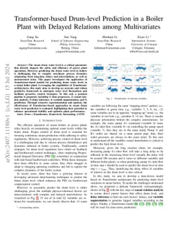 Transformer-based Drum-level Prediction in a Boiler Plant with Delayed
  Relations among Multivariates