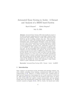 Automated essay scoring in Arabic: a dataset and analysis of a
  BERT-based system