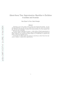 Almost-linear Time Approximation Algorithm to Euclidean $k$-median and
  $k$-means