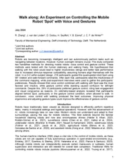 Walk along: An Experiment on Controlling the Mobile Robot 'Spot' with Voice and Gestures