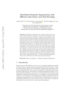 Distributed Semantic Segmentation with Efficient Joint Source and Task
  Decoding