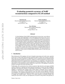 Evaluating geometric accuracy of NeRF reconstructions compared to SLAM
  method