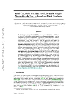 From GaLore to WeLore: How Low-Rank Weights Non-uniformly Emerge from
  Low-Rank Gradients