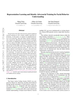 Representation Learning and Identity Adversarial Training for Facial Behavior Understanding