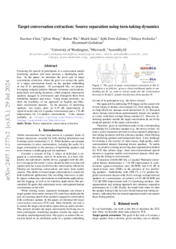 Target conversation extraction: Source separation using turn-taking
  dynamics