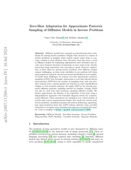 Zero-Shot Adaptation for Approximate Posterior Sampling of Diffusion
  Models in Inverse Problems