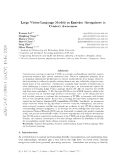 Large Vision-Language Models as Emotion Recognizers in Context Awareness