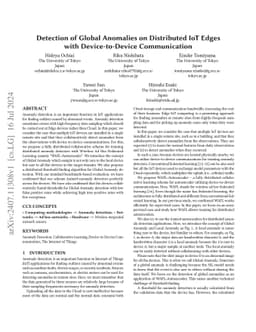 Detection of Global Anomalies on Distributed IoT Edges with
  Device-to-Device Communication