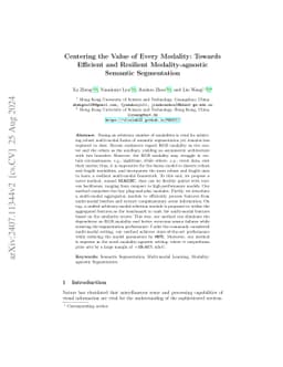 Centering the Value of Every Modality: Towards Efficient and Resilient
  Modality-agnostic Semantic Segmentation