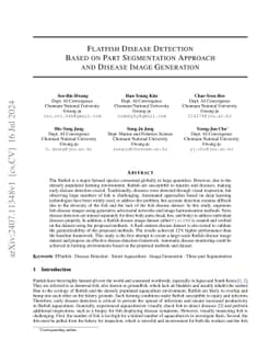 Flatfish Disease Detection Based on Part Segmentation Approach and
  Disease Image Generation