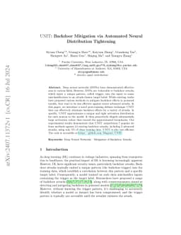 UNIT: Backdoor Mitigation via Automated Neural Distribution Tightening