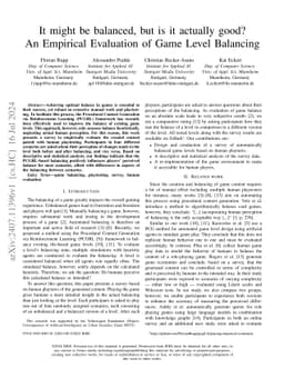 It might be balanced, but is it actually good? An Empirical Evaluation
  of Game Level Balancing