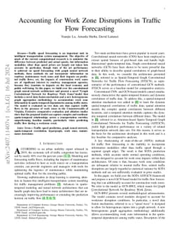Accounting for Work Zone Disruptions in Traffic Flow Forecasting