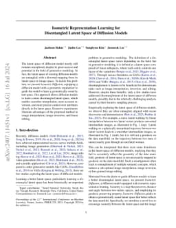Isometric Representation Learning for Disentangled Latent Space of
  Diffusion Models