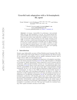 Graceful task adaptation with a bi-hemispheric RL agent