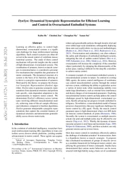 DynSyn: Dynamical Synergistic Representation for Efficient Learning and
  Control in Overactuated Embodied Systems